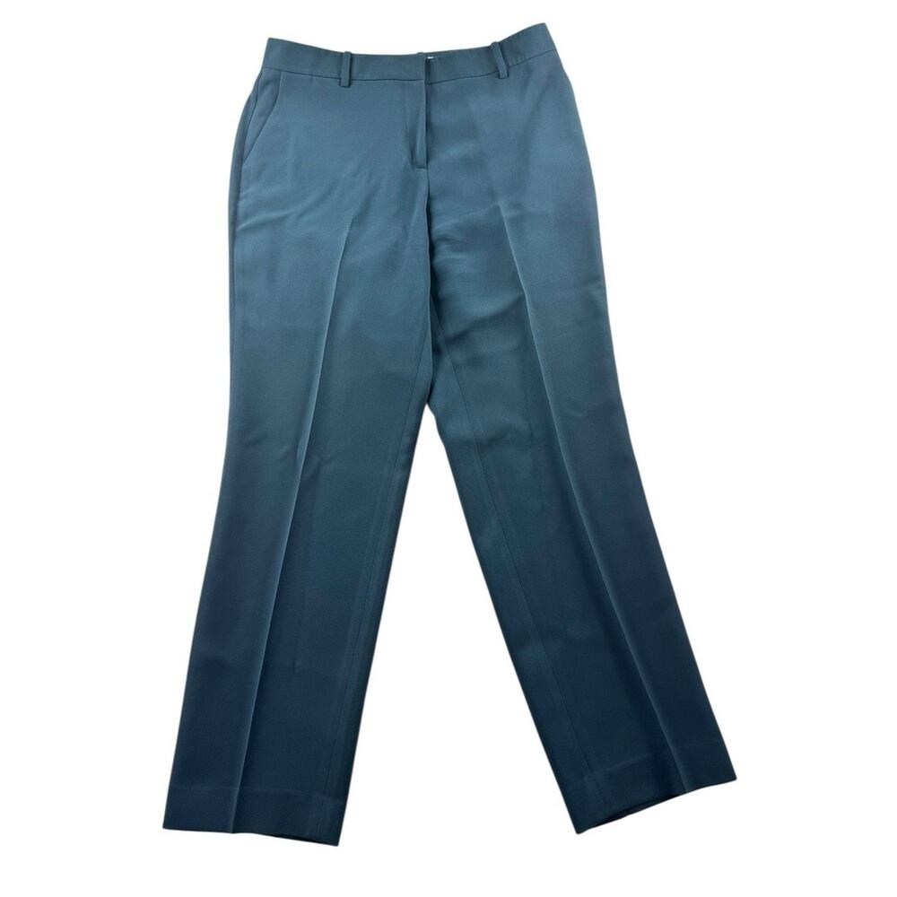 Lafayette 148 New York Finesse Crepe Clinton Ankle Pant 8 Blue Straight Trousers